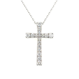 14k White Gold 1.00ctw Lab Grown Diamond Cross Necklace