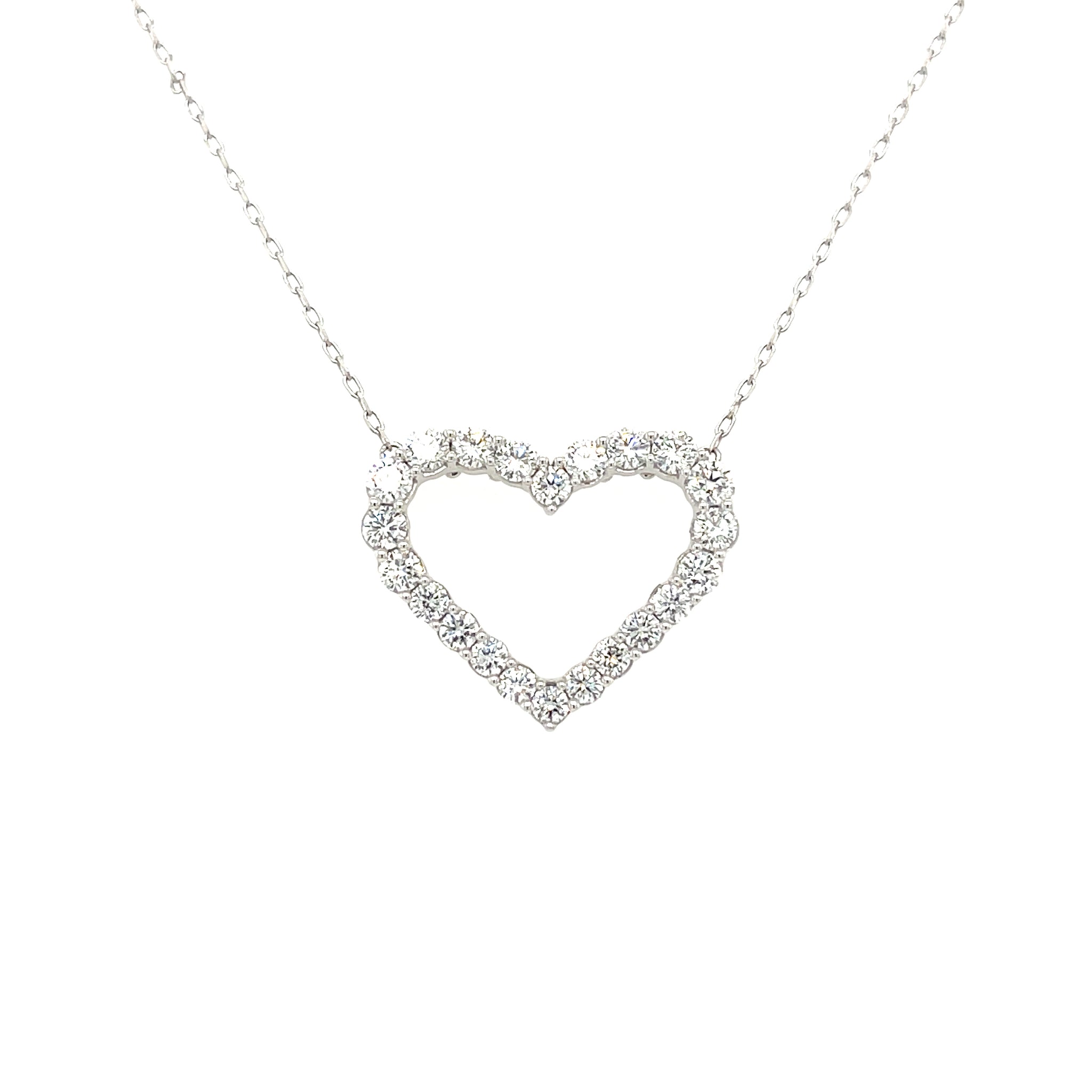 14k White Gold 1.50ctw Lab Grown Heart Shape Necklace
