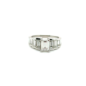18k White Gold 1.00ct Emerald Cut Diamond Vertical Baguette Ring