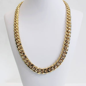 14k Yellow Gold 22" 13mm Solid Miami Cuban Link Necklace