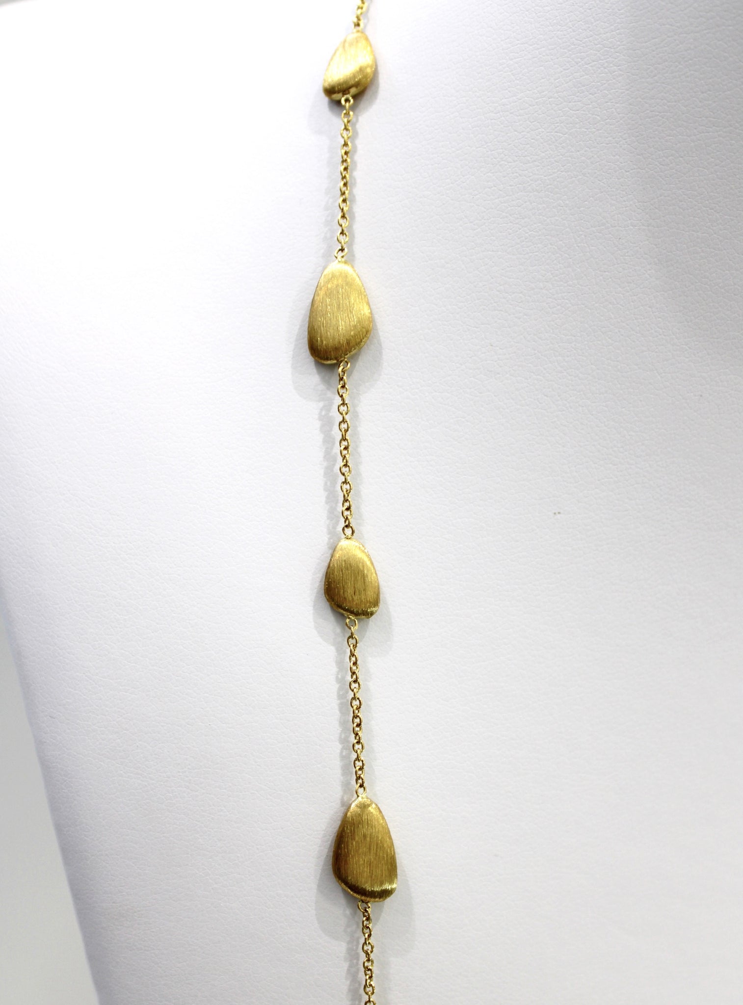 14k Yellow Gold 27.5" Satin Station Necklace