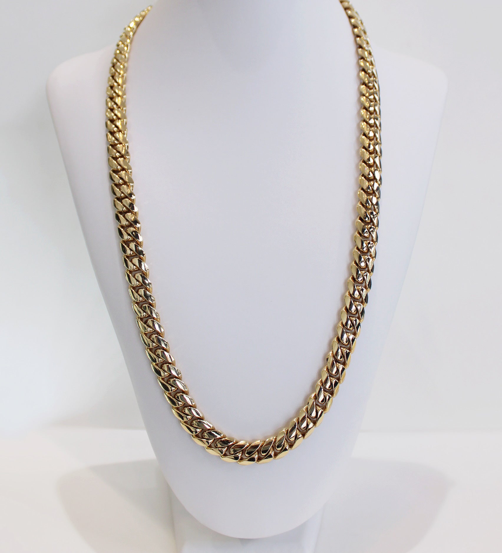 14k Yellow Gold 24" 10mm Solid Miami Cuban Link Necklace