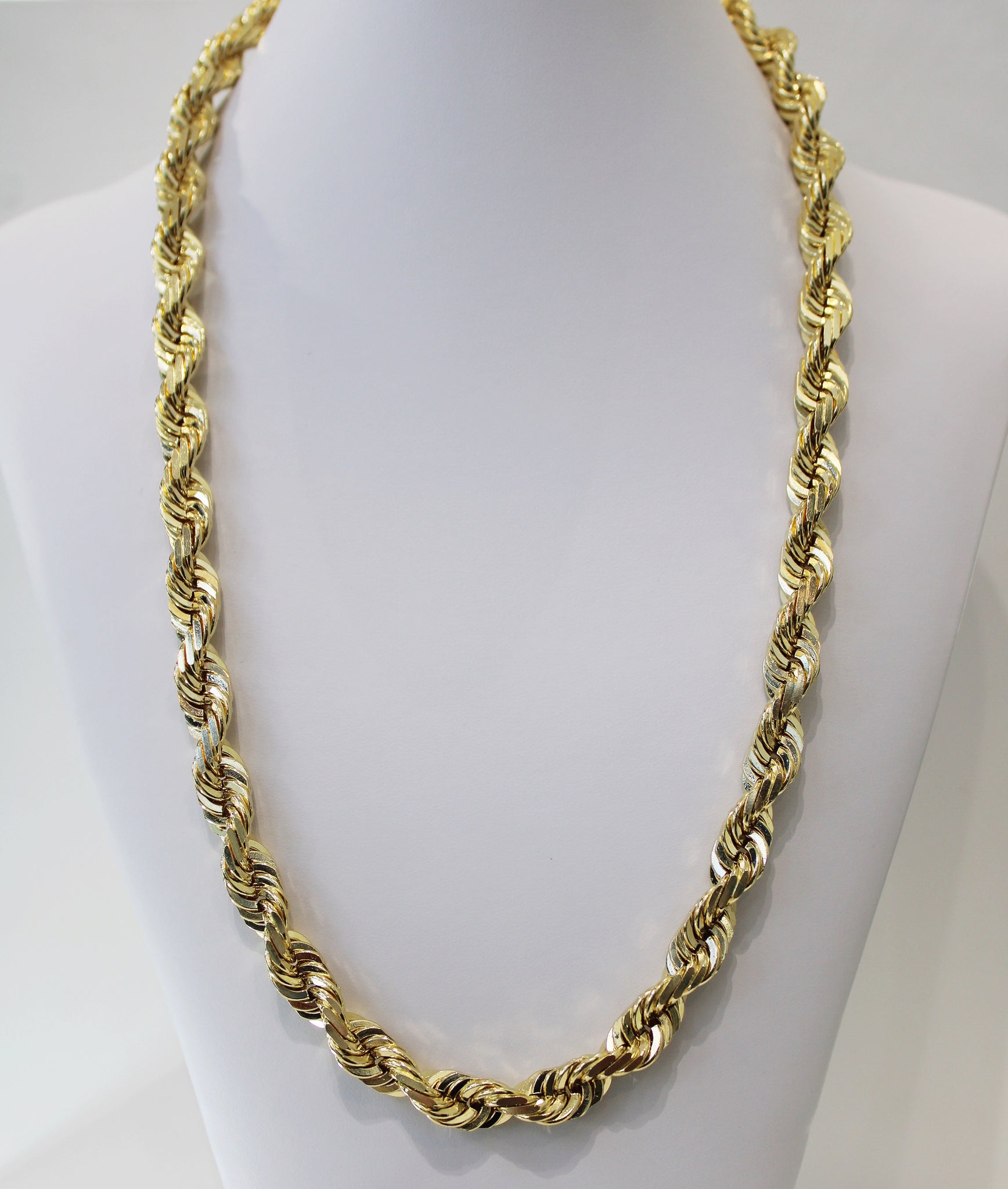 14k Yellow Gold 24 10mm Diamond Cut Rope Chain – Jack Sutton Fine Jewelry