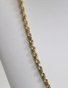 14k Yellow Gold 22" 4mm Diamond Cut Rope Chain Necklace