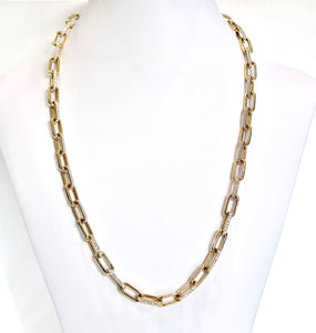 18k Yellow Gold 22.5" 18.90ctw Pave Diamond Paperclip Link Necklace
