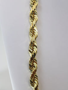 14k Yellow Gold 24" 10mm Diamond Cut Rope Chain