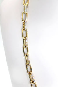18k Yellow Gold 22.5" 18.90ctw Pave Diamond Paperclip Link Necklace